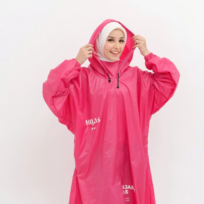 Product image South Legend - Jas Hujan Gamis Wanita Muslimah Premium Non Zipper by Hijas ALLSIZE FIT TO 2XL PINK NON ZIPPER