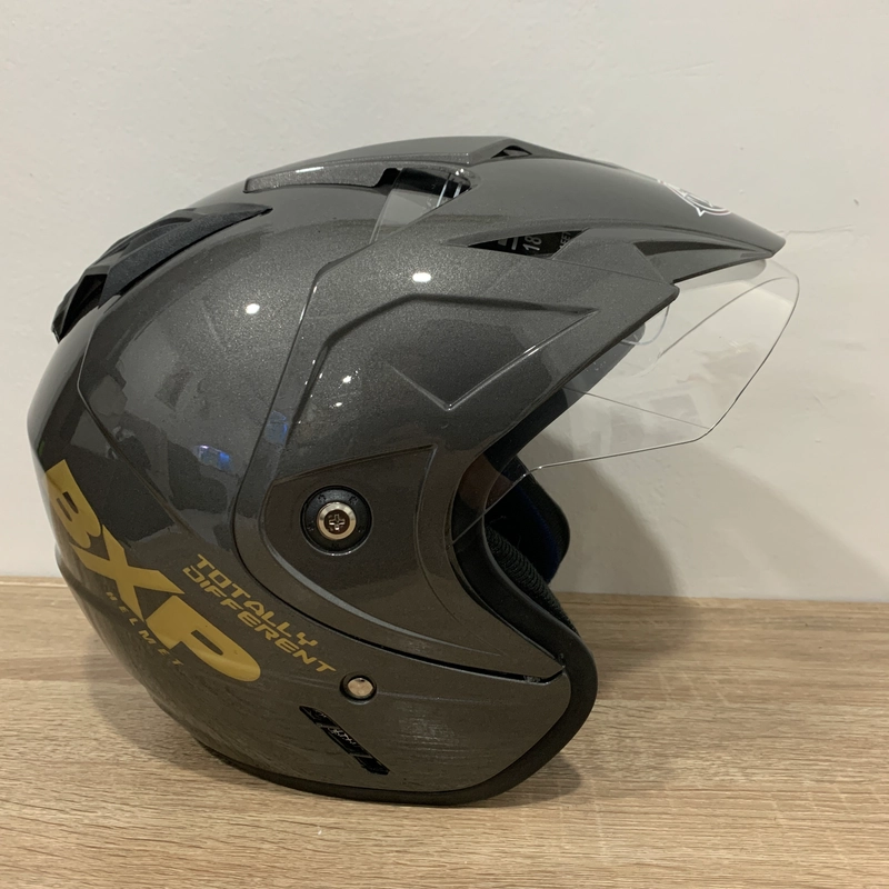 Product image Helm GL Abu Abu Glossy Polos Solid - Single Visor (Kaca Clear) Helm SNI Helem Dewasa L GL Abu Glossy