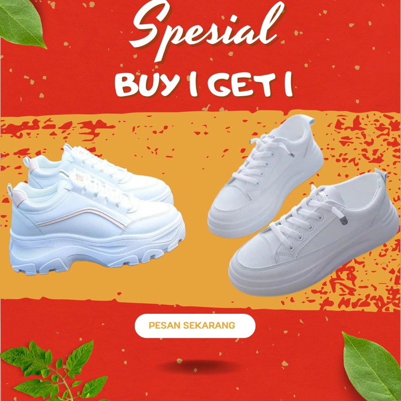 Product image Koekita - Paket Kombinasi Buy 1 Get 1 Sepatu Kets Sneakers Wanita JN-001 & LV-001 40 PUTIH PINK & PUTIH