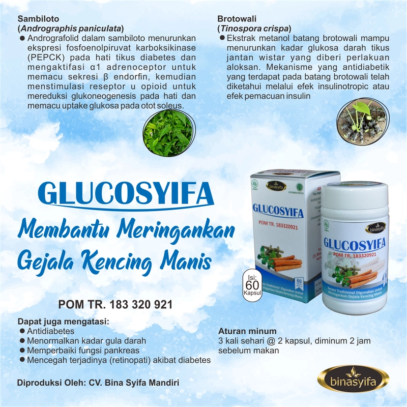 Product image GLUCOSYIFA Obat Herbal Diabetes Luka Penurun Gula Darah Tinggi Kencing Manis Kapsul Binasyifa Herbal 60 kapsul Herbal