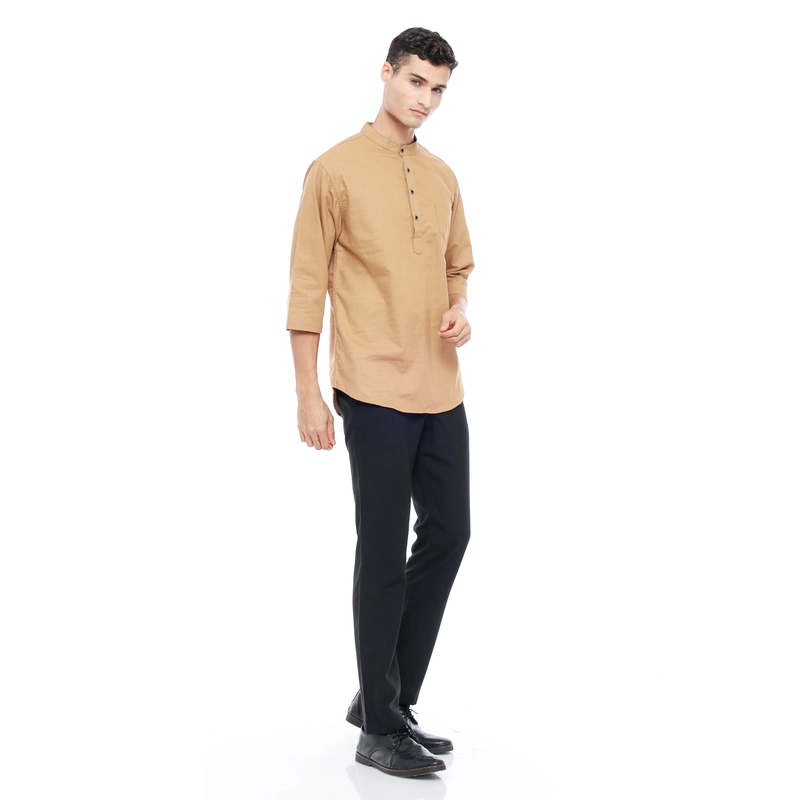 Product image MALLVOSE - Kemeja Pria Lengan 3/4 MV03 Kasual Brown Premium Dewasa M BROWN