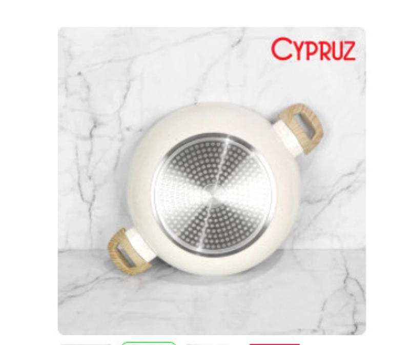 Product image Cypruz Official - Cypruz Official - Cypruz WHITE GRANITE Series KUALI + Tutup 30 cm KI-0805 30 CM WHITE GRANITE XL White
