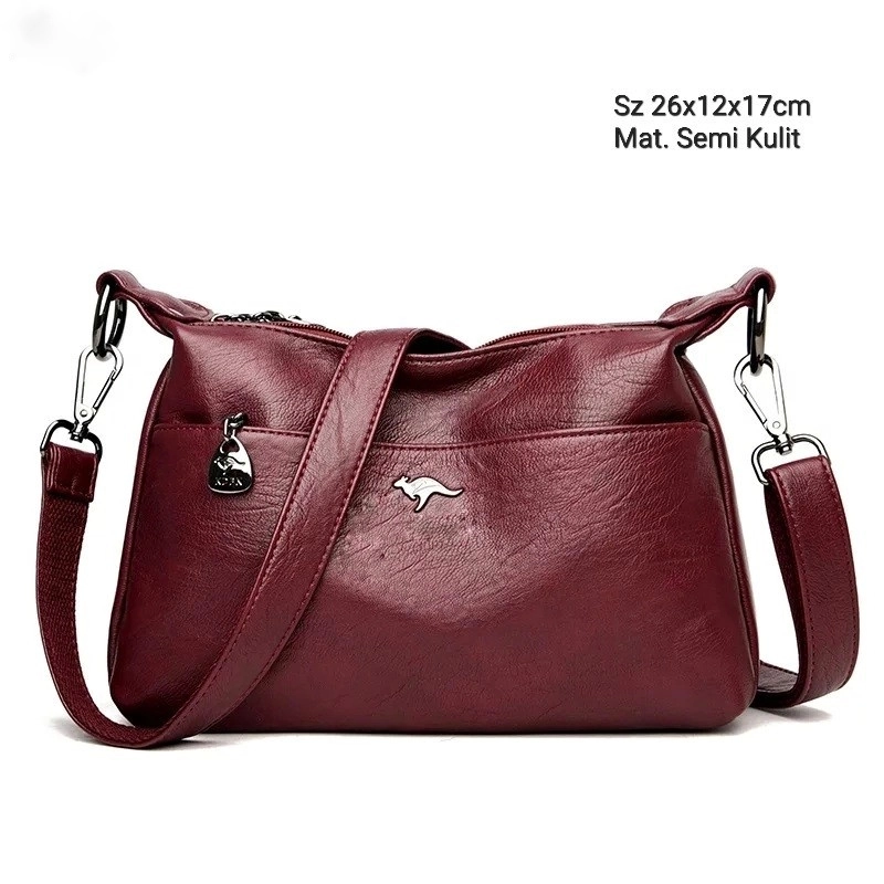 Product image CBL - Tas Selempang Wanita Slingbag Lidya - Slempang Wanita Bahan Sintesis Banyak Saku LIDYA Small_Medium Merah Marun