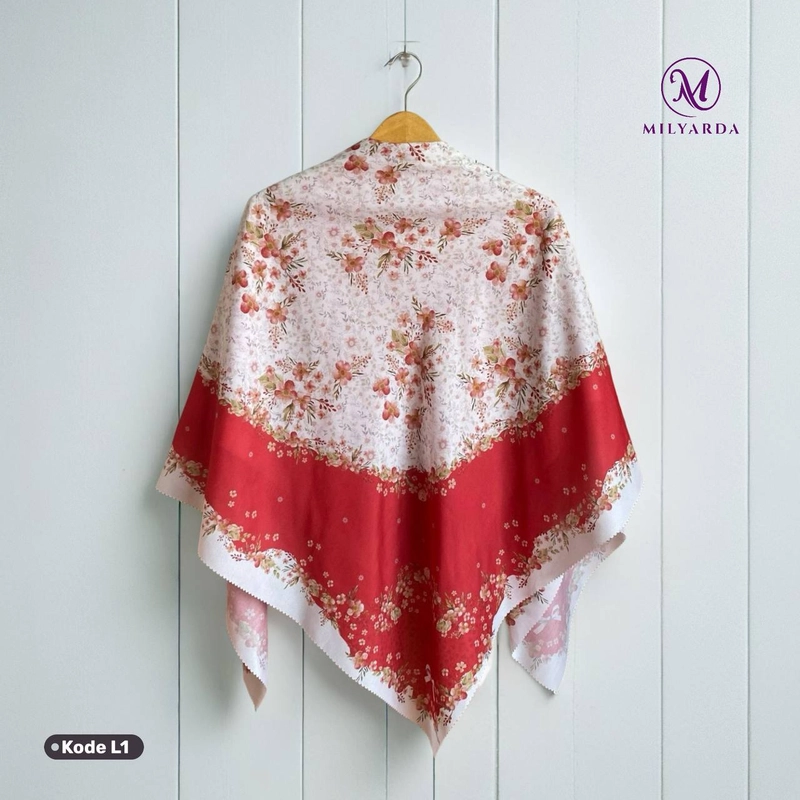 Product image Milyarda Hijab - Hijab Segiempat Motif Voal Printing Edisi Merah Putih 110x110cm Kode L1