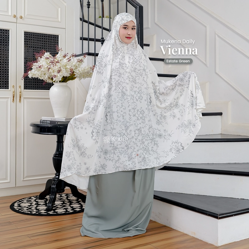 Product image KhadijahLabel - Mukena Daily Dewasa Jumbo Premium 2 in 1 Motif Terbaru Vienna Jumbo Estate Green