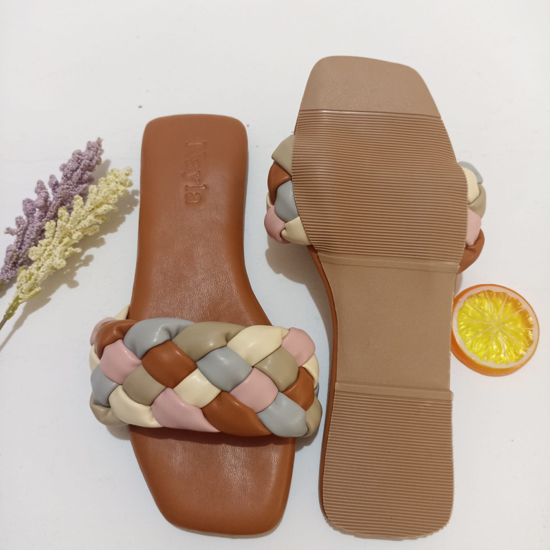 Nayla - Sandal Teplek Kepang Wanita Size 37-41 Series Melody 39 Tan