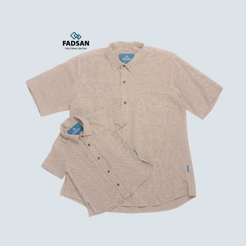 Product image FADSAN - Kemeja Gaya Casual Polos Couple Ayah Anak Warna Sand - Ryu Series SIZE ANAK XS RYU SAND
