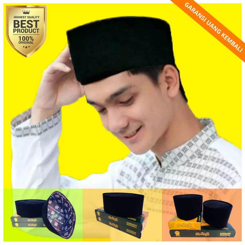 Product image Al Akrom Group - Peci Hitam Polos Tinggi 9 Cm Size 1 Hitam