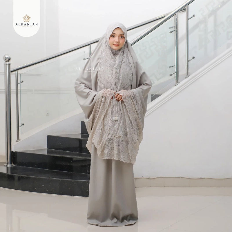 Product image Al Baniah - Mukena Premium Dewasa Renda Mewah Jumbo Wool Silk Zeera Versi 1 All Size Green Royal