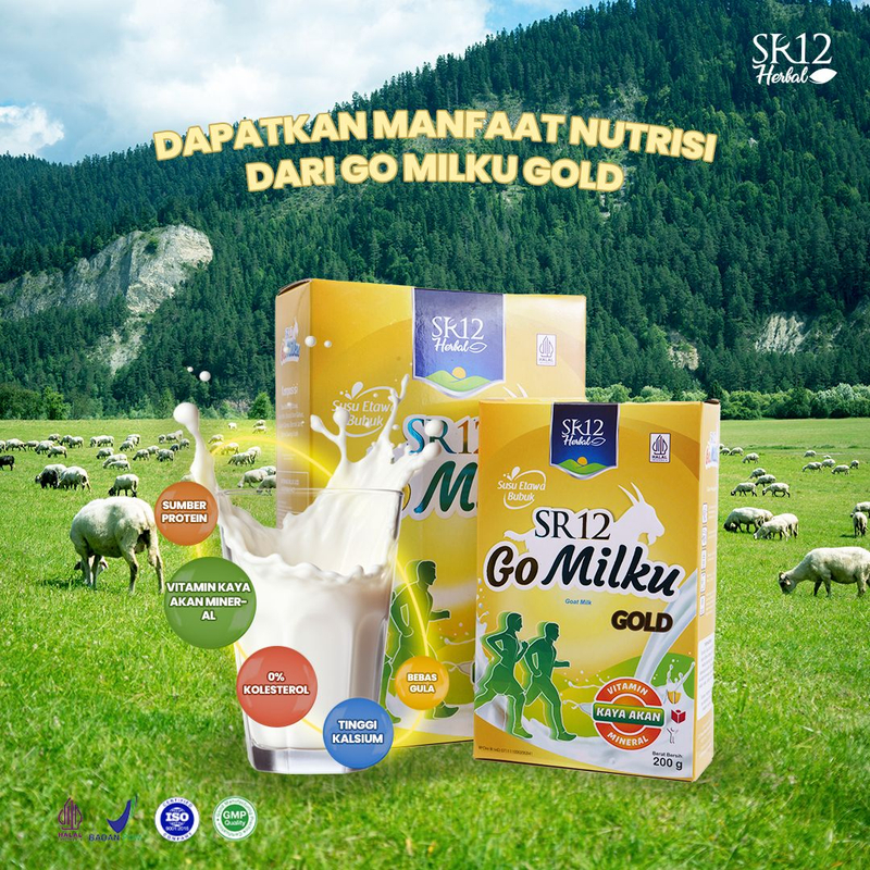 Product image SR12 Gomilku Gold Susu Kambing Etawa Tinggi Kalsium Dan Neurotropik Menyehatkan Tulang Dan Syaraf 200gr Original