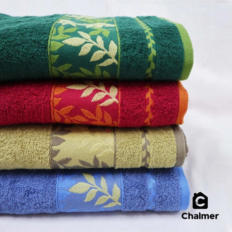 Product image Handuk Mandi Chalmer 70x135 Motif Leafy Handuk Mandi Dewasa Ukuran Besar 70 X 135 Cm Marun