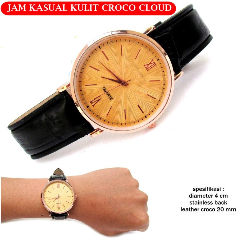 Product image Lanc Fashion - Jam Pria Kasual Cloud Leather Croco warna tali HITAM