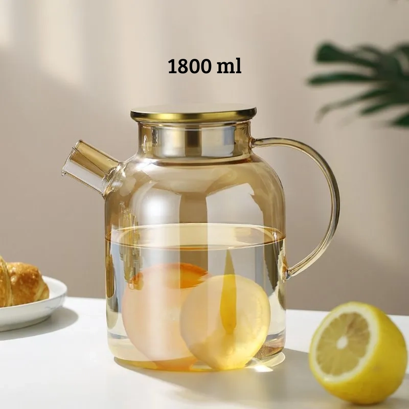 Product image RUMAH RAYA - (PO) Teko Kaca Teh Kopi Pitcher Glass - TK13 1000 ml Golden