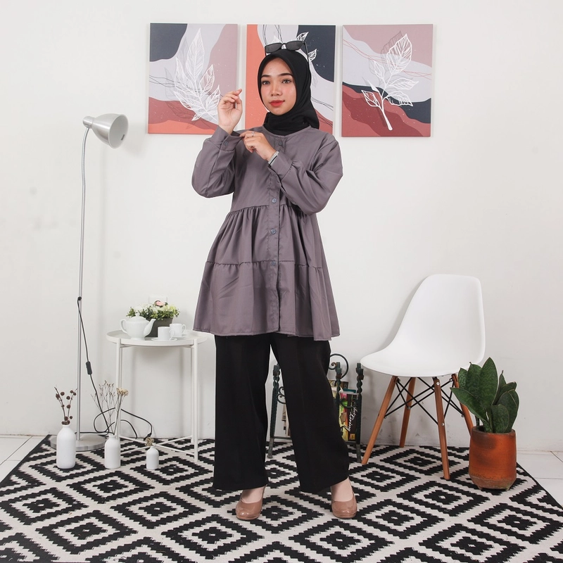 Product image Jembar - Blouse Wanita Toyobo Korean Style Blus Fashion Muslim Dewasa Gray