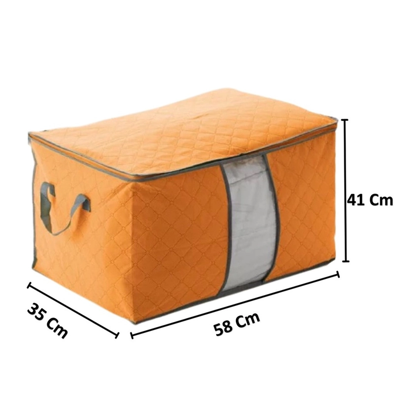 Product image KAHASIL Storage Box Organizer Kotak Tempat Penyimpanan Jumbo Serbaguna Baju Selimut Bed Cover Sprei KMJ109 LEBAR ORANGE