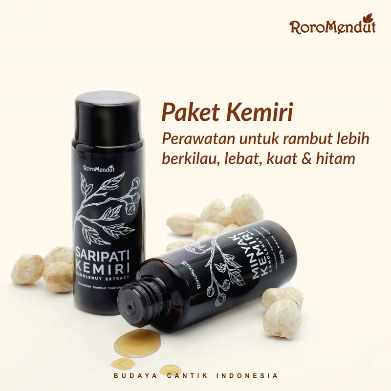 Product image Roro Mendut Skincare - Minyak Kemiri Saripati Kemiri Penghitam Rambut Penumbuh Rambut Paket Minyak + Saripati