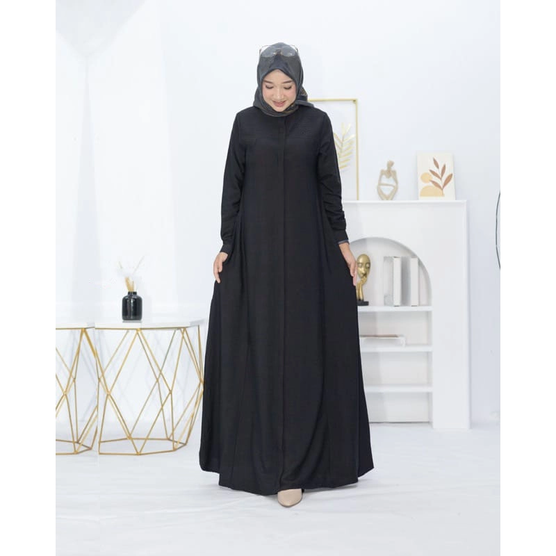 Product image MEQA DAILY - MEGA DAILY - Maryam Dress Gamis Wanita Fit XL - XXL Bahan Hyget Super Hitam