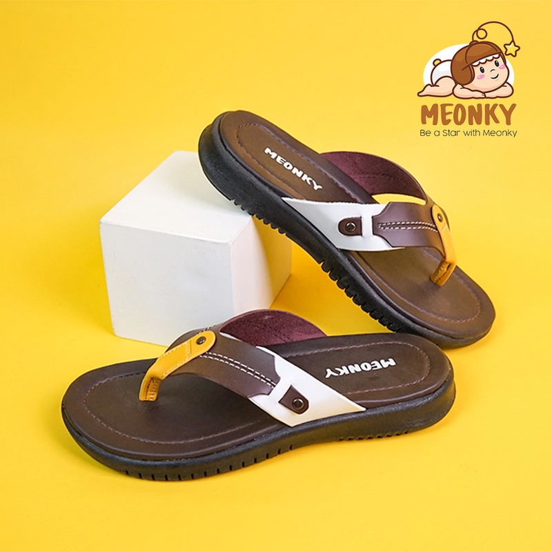 Product image Meonky Official - Sandal Anak Laki Laki Sendal Japit Sintetis Casual SB - 11 Untuk Bermain Sekolah 36 Coklat Tua