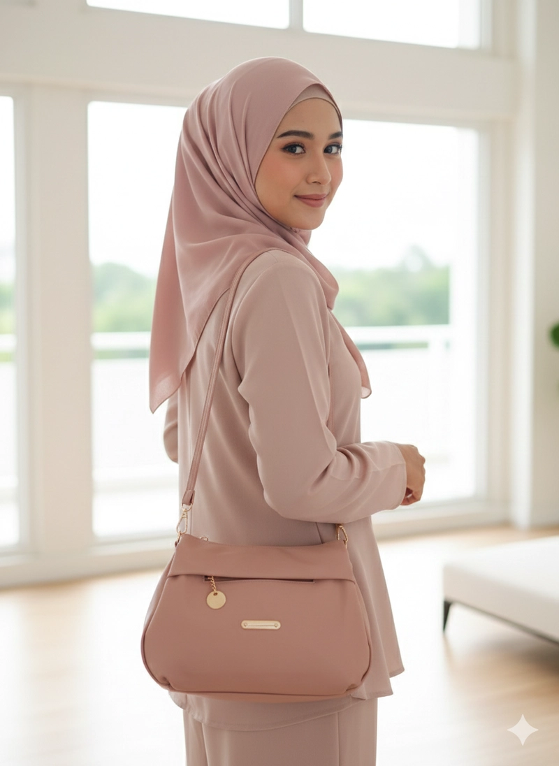 Product image CBL - DAVINA Slingbag - Tas Selempang Wanita Slingbag DAVINA Bahan Nilon Cocoly Waterproof Antiair Tas Wan Medium Pink_Salem