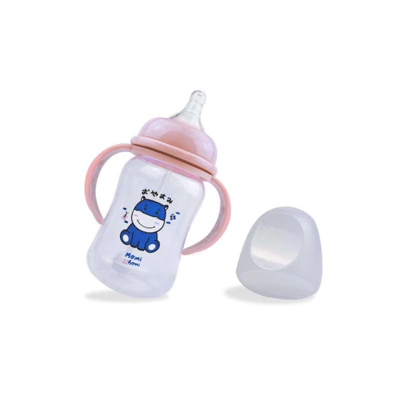 Product image MOMI HOMI Botol Dot Susu Bayi 07 240ml Handle Cartoon series BPA-free anti colic Tahan Panas varian Pink