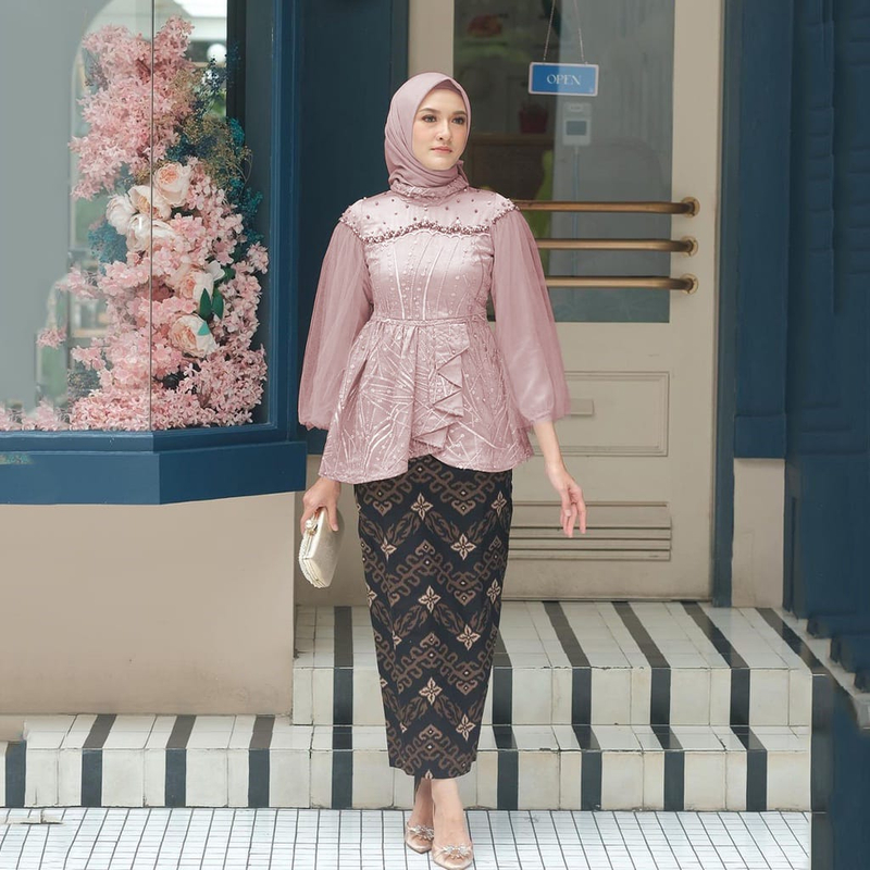 Product image COLLECTION SARJANA - Batik Couple Kebaya Modern Original brokat - Kebaya Wisuda Couple Ziva ROK+ SELENDANG ROSE
