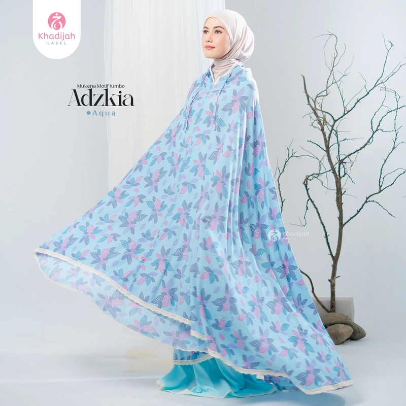 Product image KhadijahLabel - Mukena Jumbo Dewasa Motif Adzkia Jumbo Aqua
