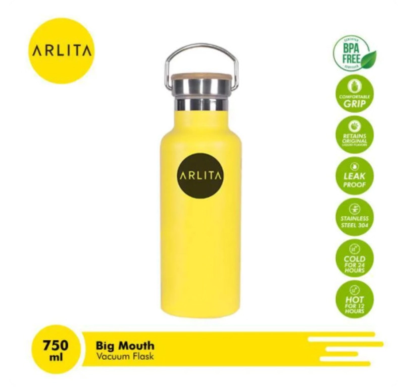 Product image UTAMAMEGA - Arlita Botol Termos VF-FJ1002 Vacuum Flask Orange Big Mouth 750 ML Ukuran 750ml