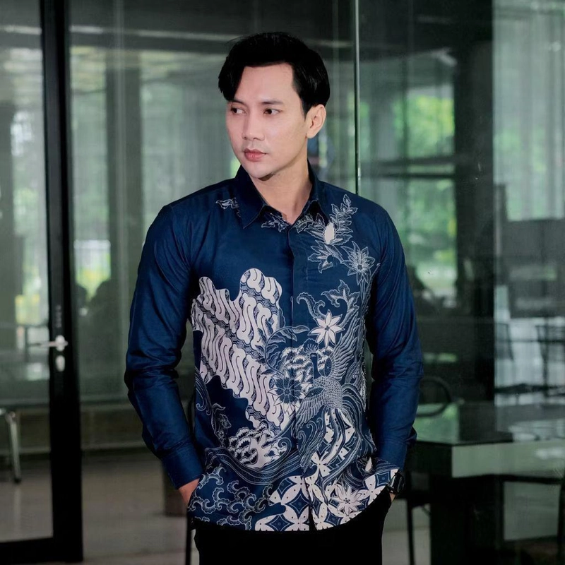 Product image Kois Batik - Batik kemeja pria dewasa terbaru motif bango navy XXL Bango navy