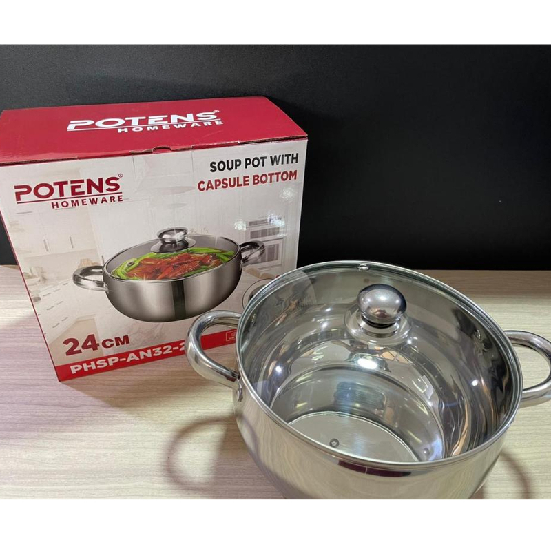 Product image KJU - POTENS Panci Susu Stainless Steel Dengan Tutup kaca 24 Stainless Steel
