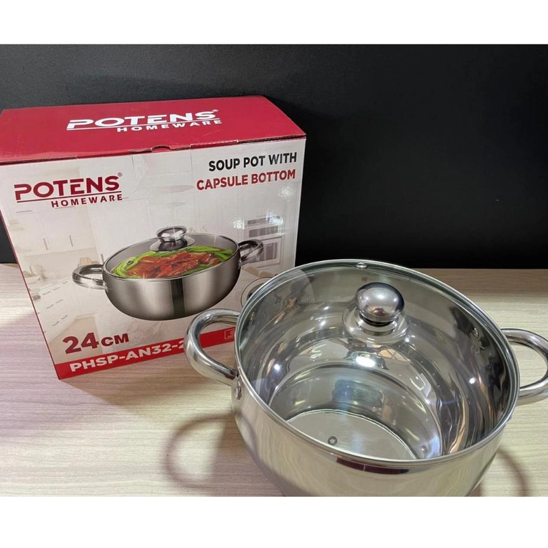 Product image KJU - POTENS Panci Susu Stainless Steel Dengan Tutup kaca 24 Stainless Steel