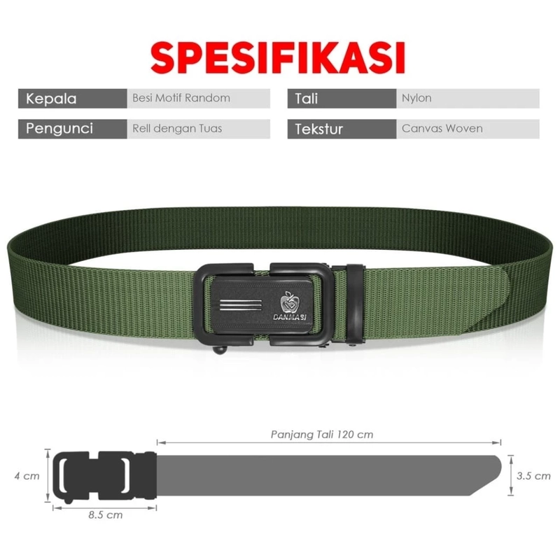 Product image KAHASIL - Ikat Pinggang Sabuk Gesper Pria Nylon Kanvas Kepala Besi Panjang 120cm KHBELT02 all variant ABU GELAP