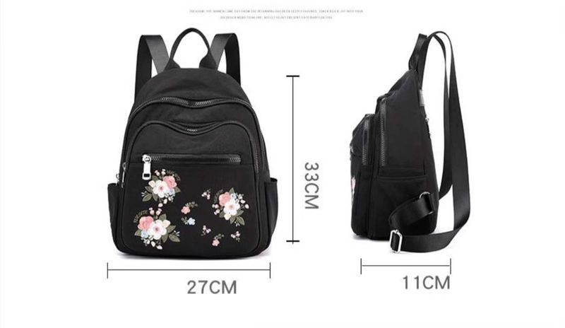 Product image Alcaff- Tas Ransel Bordir Rose 27x33x11 Hitam