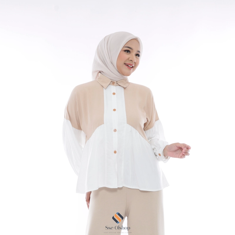 Product image Sseolshop - Diandra kemeja wanita rayon twill terbaru / blouse atasan READY STOK L BW