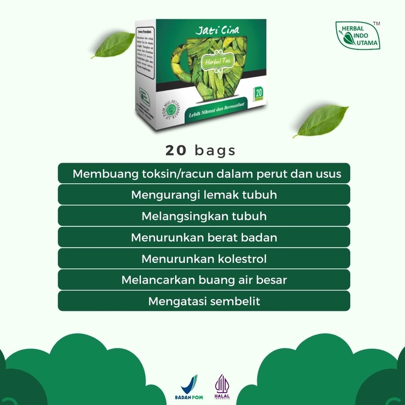 Product image Herbal Indo Utama - Teh Jati Cina Atasi Gangguan Pencernaan Sembelit Turunkan Berat Badan 20 Kantung 20 Kantung Teh Herbal