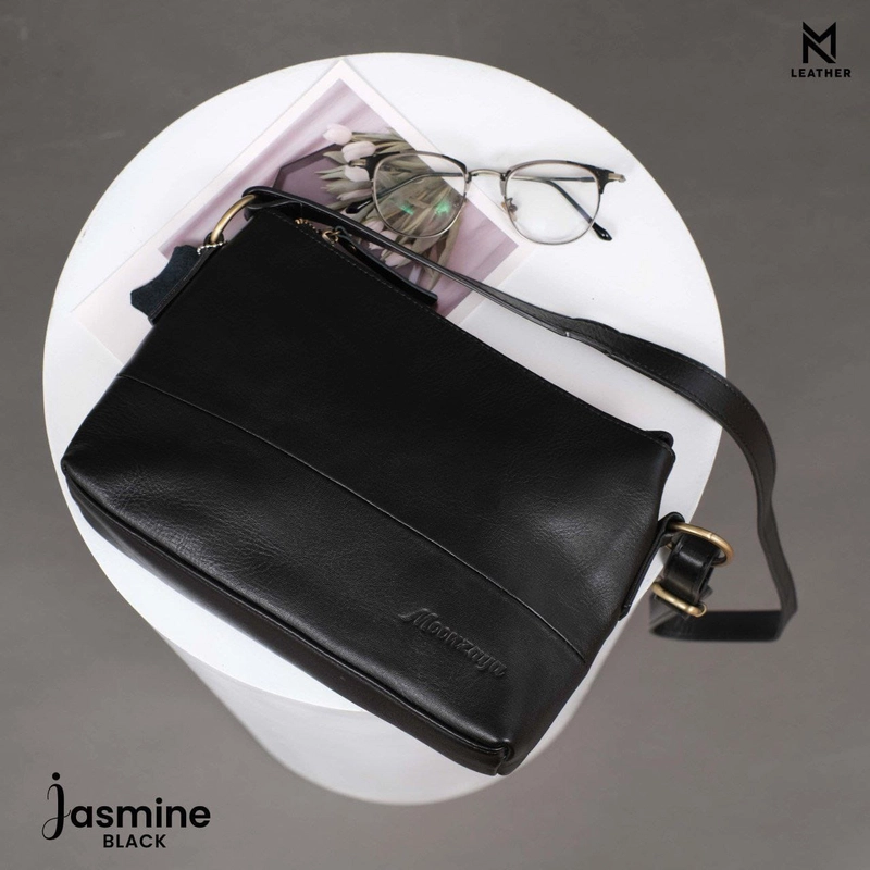Product image Fashopid - MOONZAYA TAS SELEMPANG KULIT ASLI JASMINE ALL BLACK
