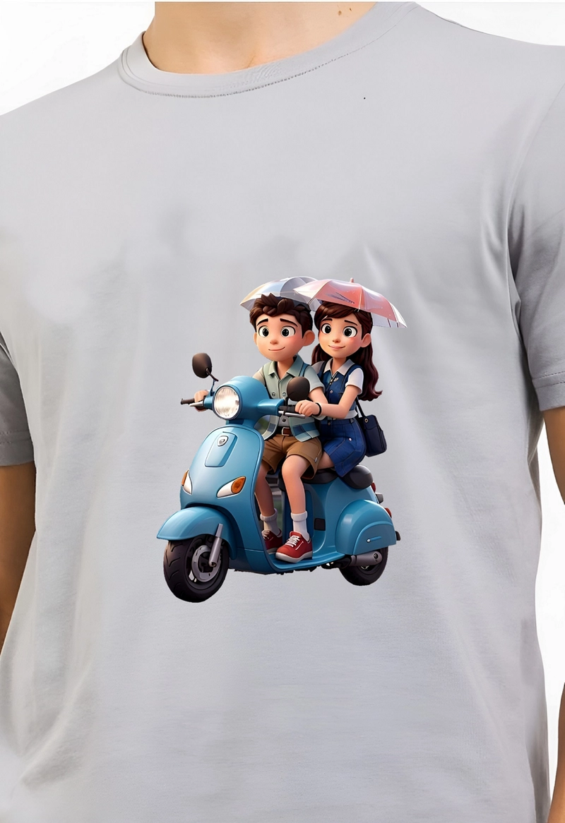 Product image astro - Kaos Pria Gambar 3Dimensi Vespa couple M ABU