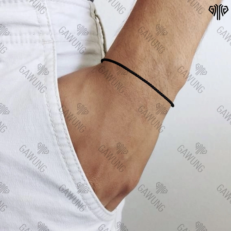 Product image GAWUNG Gelang Hitam Pria Wanita Tali Black Rope Penanda Classic Simple Minimalis GGBPEE dewasa hitam