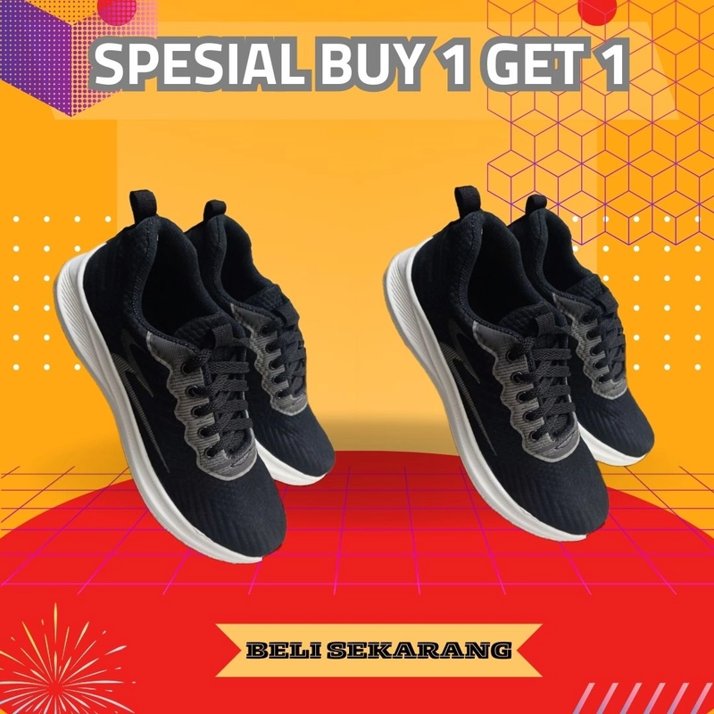 Product image LUXIA - Buy 1 Get 1 Sepatu Kets Sneakers Sport Pria Korean Shoes New SP-03 38 HITAM