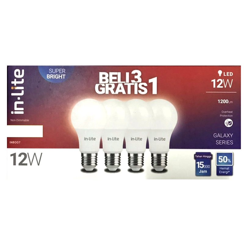 Product image Lampu Led InLite 12 Watt Beli 3 Bonus 1 - Putih Watt 12