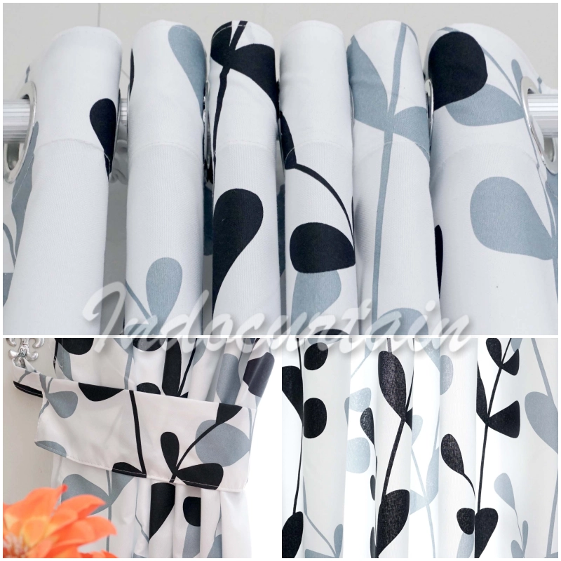 Product image Indocurtain - Gorden Jendela Katun Minimalis Smokring Montero Series Tinggi 150cm Montero Abu