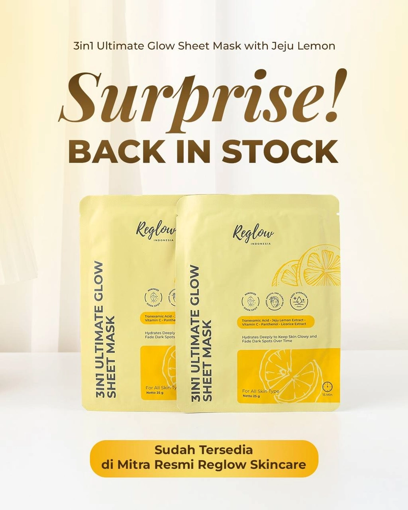 Product image Reglow skincare - REGLOW Skincare 3In1 Ultimate Glow Sheet Mask 25gram 25gram masker