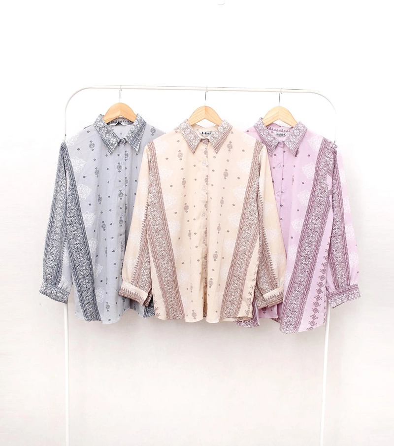 Product image Giat Makmur [TA] - Kemeja Blouse Atasan Batik kekinian Allsize Biru