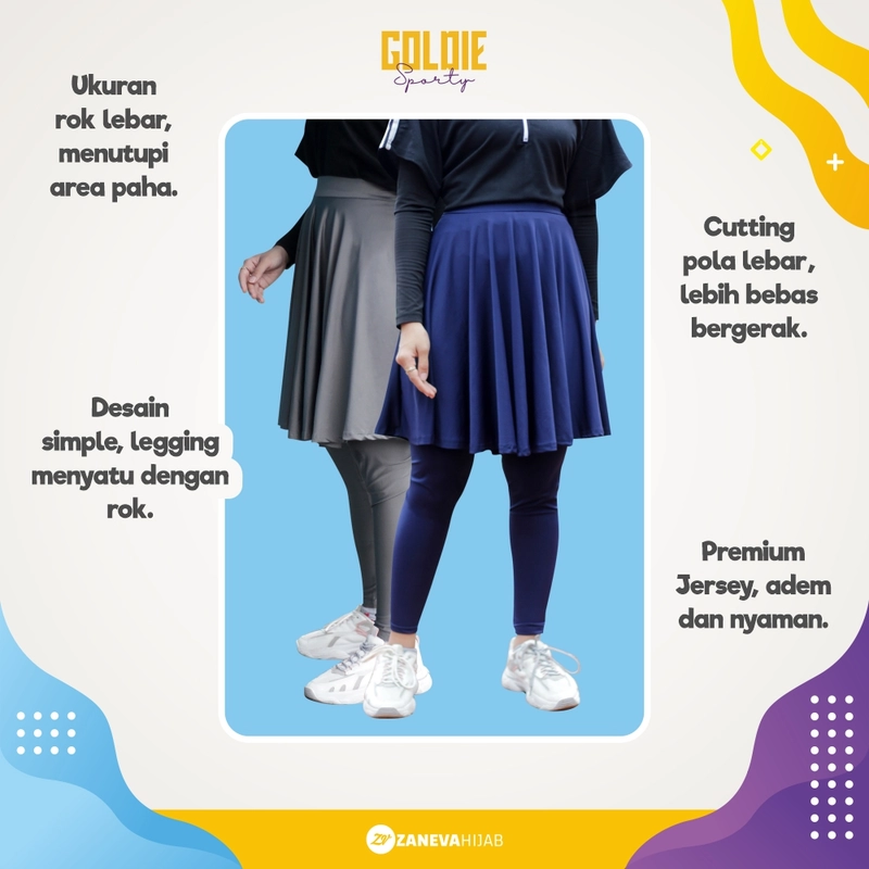Product image Zaneva Hijab - Zaneva - Goldie Legging rok Sporty Jersey by Zaneva Standar Hitam