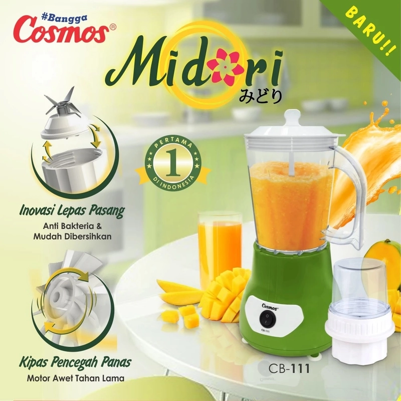 Product image UTAMAMEGA - Cosmos CB-111 CB111 Blender Plastik 1Liter Midori series 380 Watt Warna Random