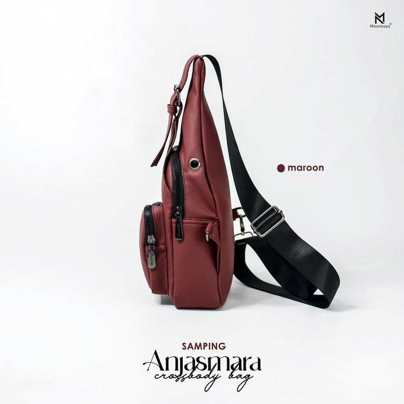 Product image Fashopid - MOONZAYA TAS SELEMPANG PRIA ANJASMARA CROSSBODY BAG ALL MAROON
