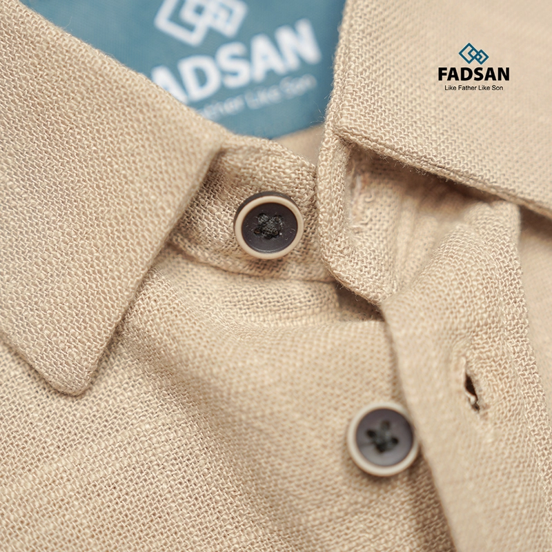 Product image FADSAN - Kemeja Gaya Casual Polos Couple Ayah Anak Warna Sand - Ryu Series SIZE ANAK XS RYU SAND