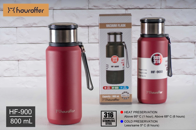 Product image Houroffer Tumbler 800 ML Hot & Cold Preservation Stainless SUS 316 Botol Minum With Handle HF-900 800 Dark Red