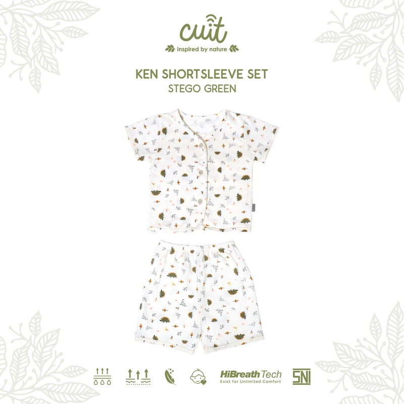 Product image Kintakun Baby - KINTAKUN BABY X CUIT Ken Setelan Anak Bayi 0 - 2 Tahun Kaos Tangan Pendek Motif Karakter 4 L (1-2 Tahun) Stego Green