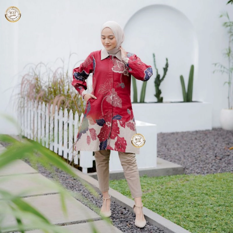 Product image Kois Batik - Kemeja dan tunik couplen bagus banget buat kondangan M Tunik maron