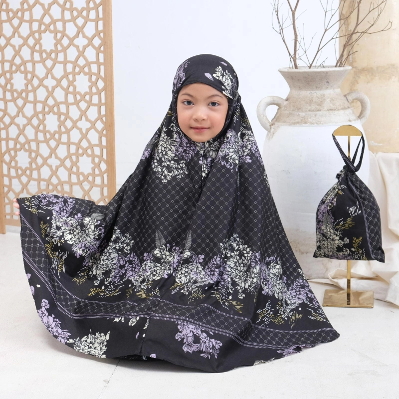 Product image qaydstoreid - Beli 1 Gratis 1 Mukena Anak 2in1 Katun Premium airin anak airin hitam